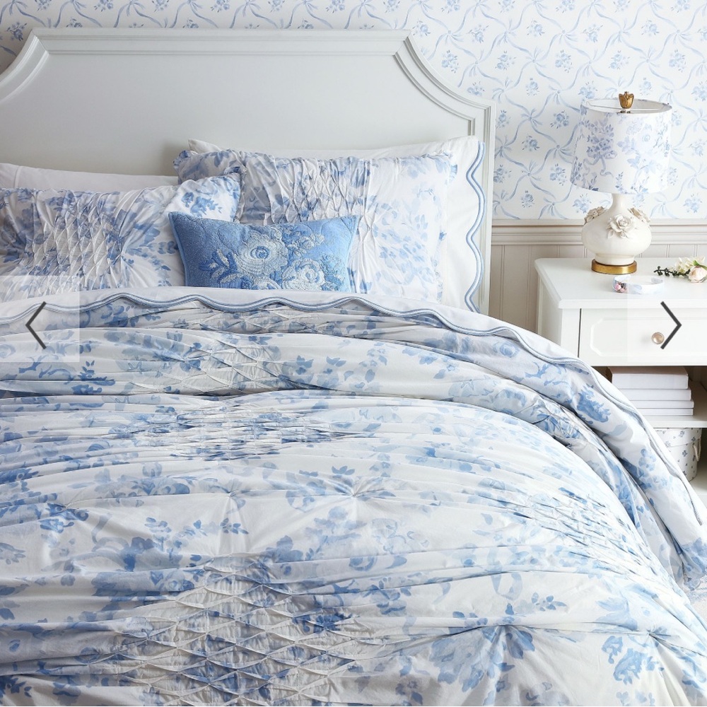 LoveShackFancy Blue and White Quilted Bedding